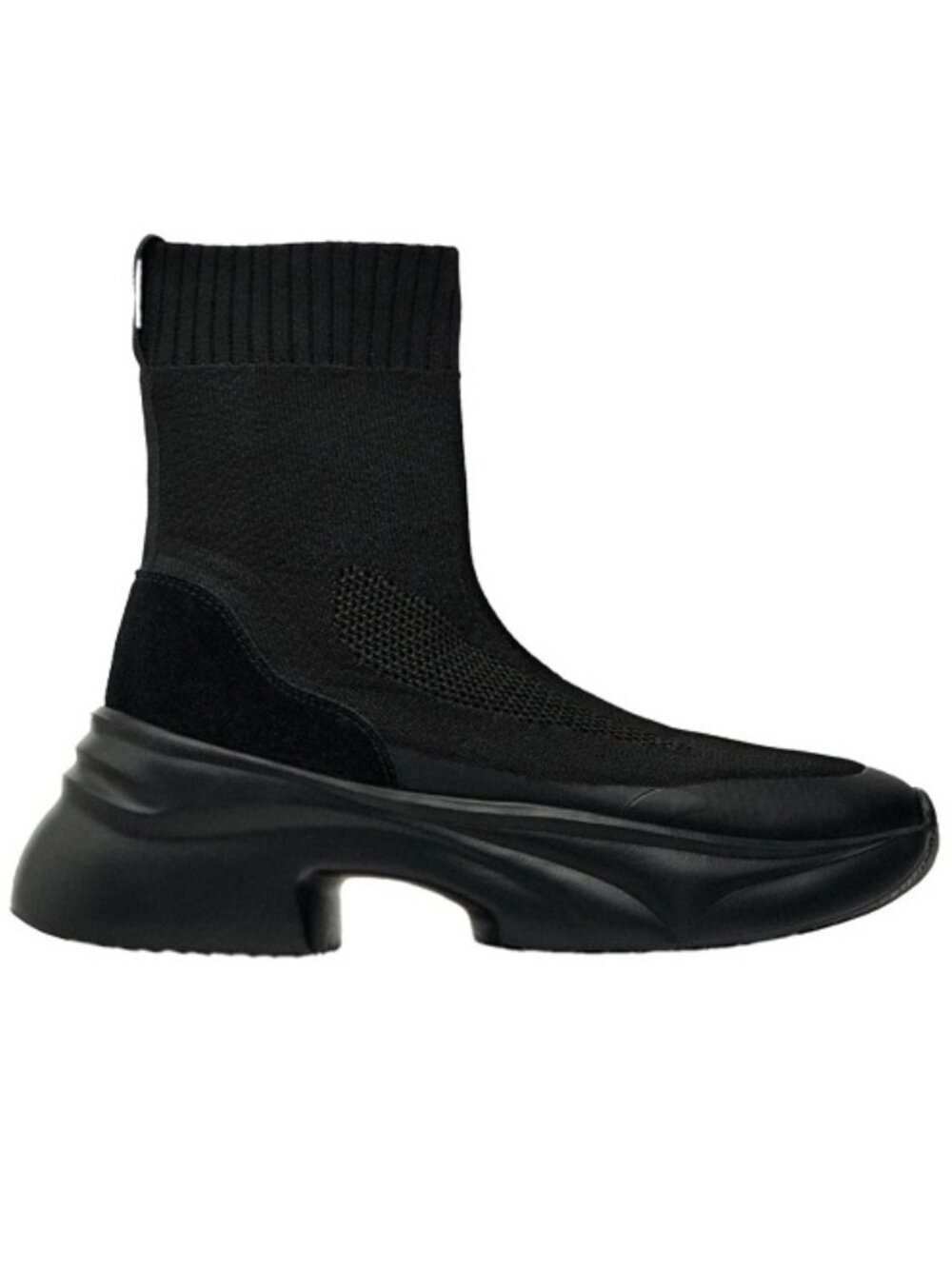 Zara Fabric High-Top Sneakers, Black, US 7.5 (EU 38)